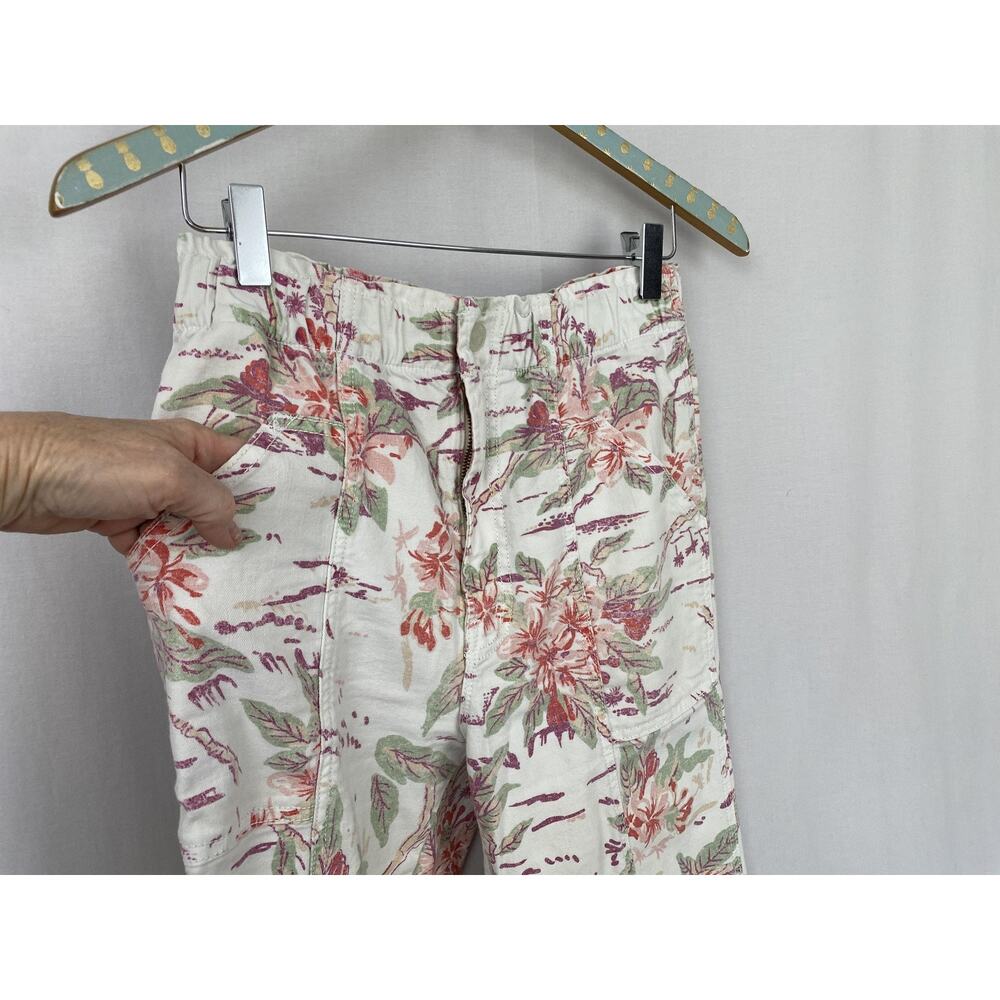 Mother Pants Womens 28 Aloha Floral The Springy Ankle Elastic Waist Cargo Beige - Picture 3 of 16